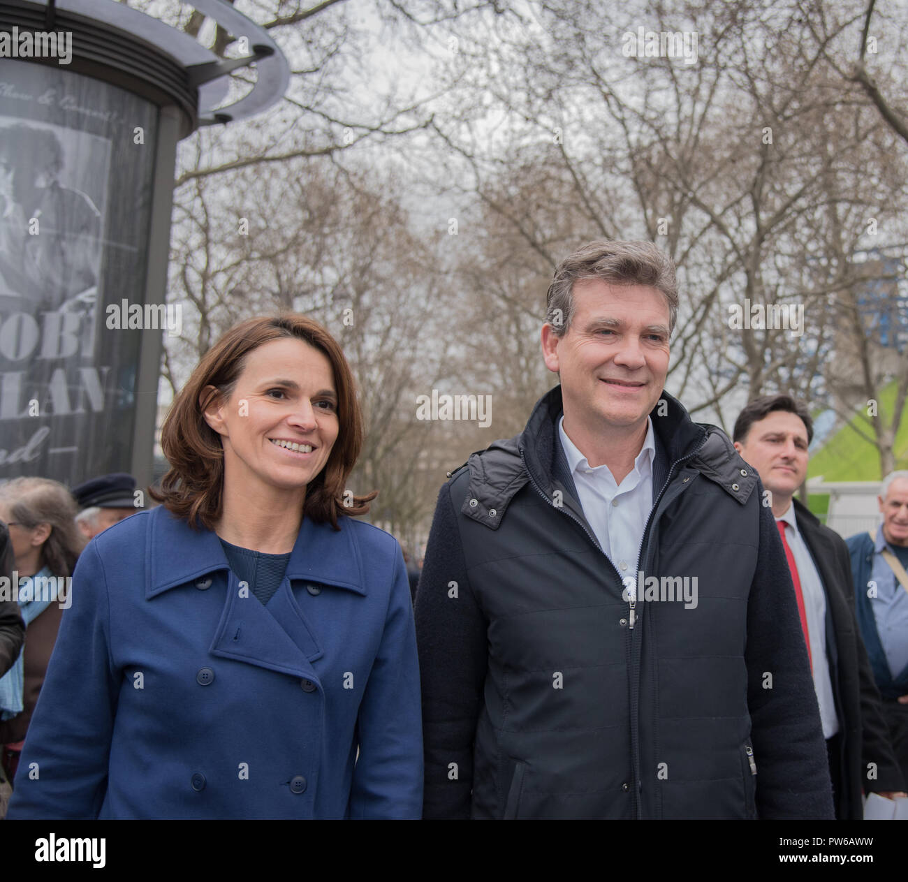 Riunione di Bercy - Benoit Hamon; in immagini Arnaud Montebourg e Aurélie Filippetti Foto Stock