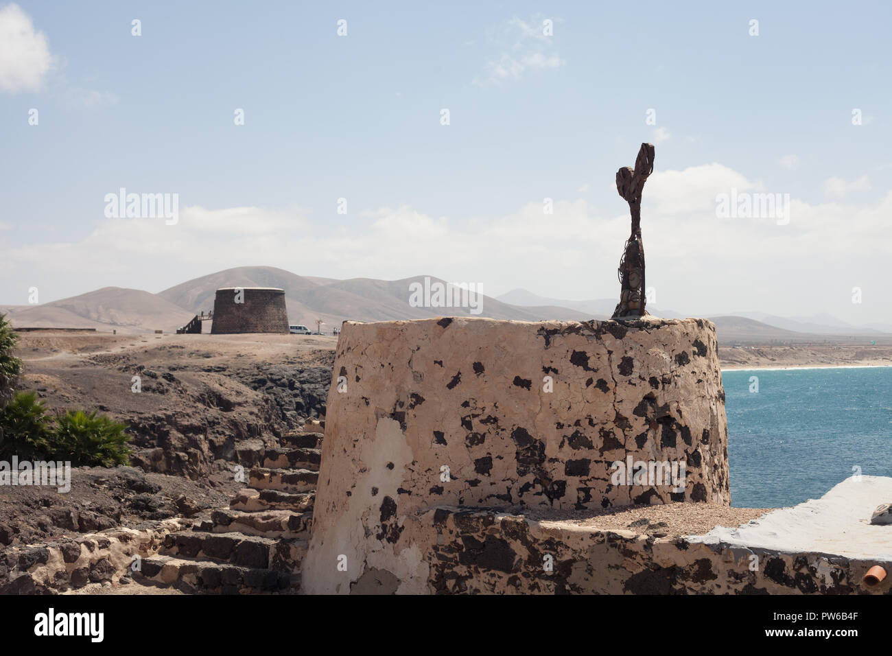 El Toston torre fortificata, El Cotillo, La Oliva, Fuerteventura, Isole Canarie, Spagna Foto Stock