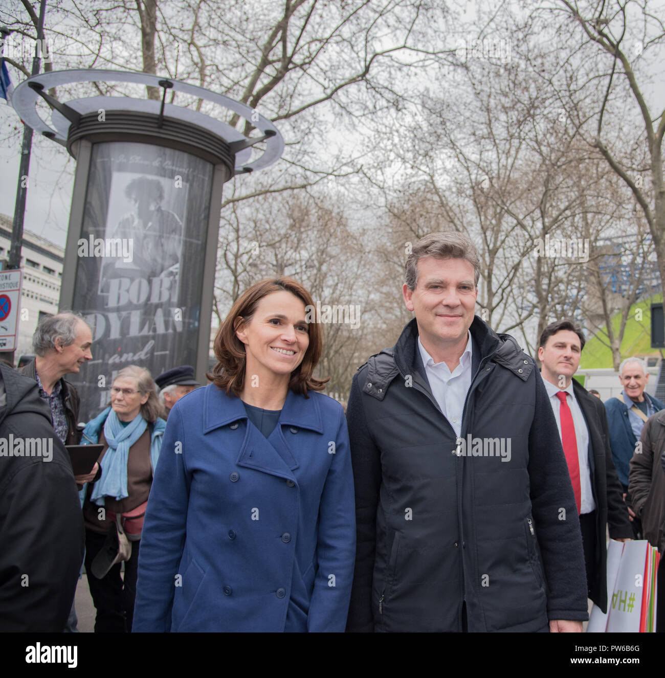 Riunione di Bercy - Benoit Hamon; in immagini Arnaud Montebourg e Aurélie Filippetti Foto Stock