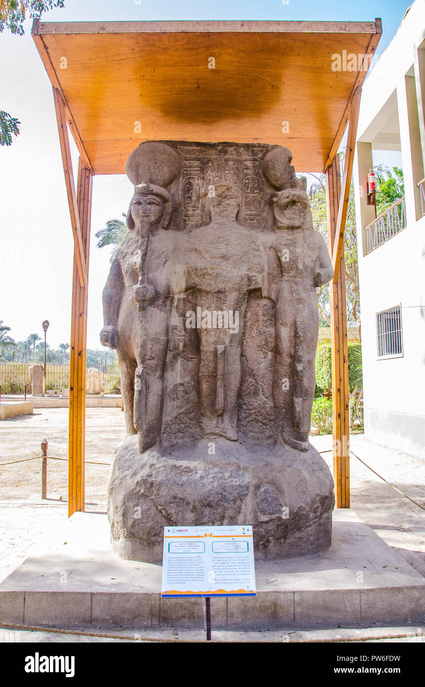 Memphis Patrimonio Mondiale dell'Unesco, Il Cairo, Egitto - Aprile 2018. Sito archeologico Foto Stock