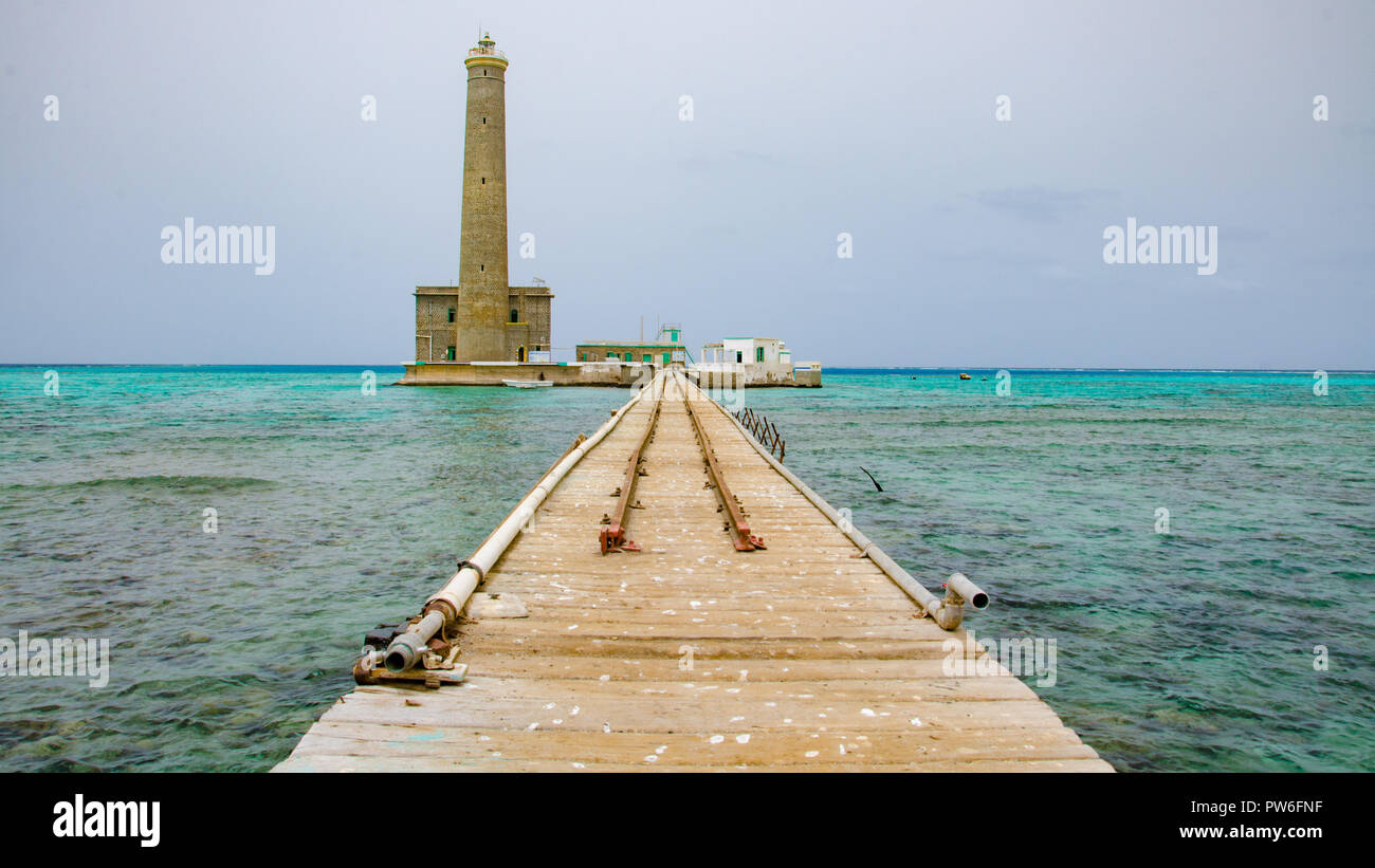 Sanganeb, Sudan - Aprile 2018. Faro di Sanganeb. Foto Stock