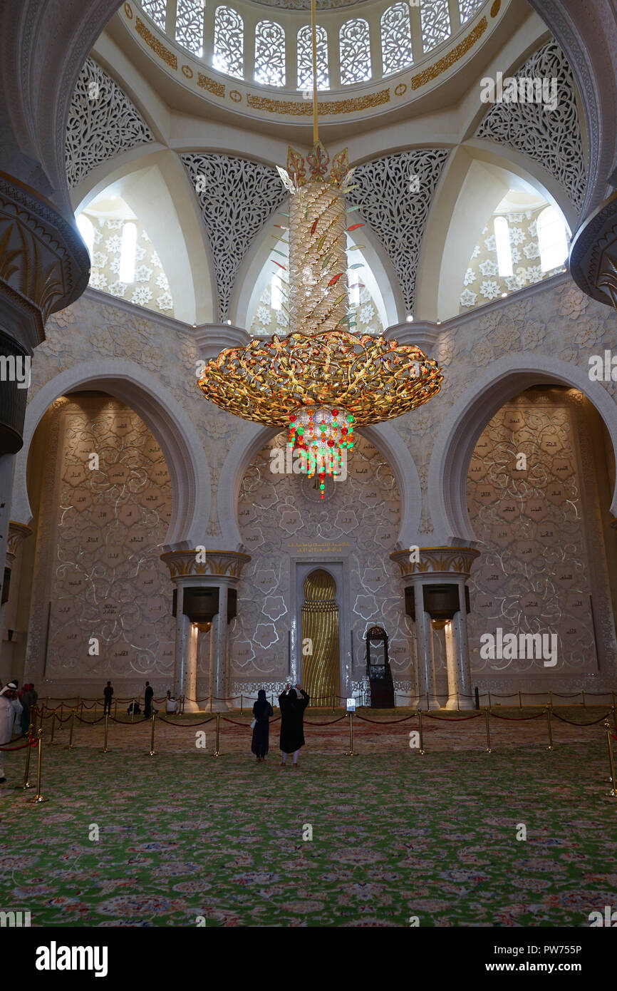 Sheikh-Zayed-Moschee, Scheich-Zayid-Moschee, Abu Dhabi, Emirat Abu Dhabi, Vereinigte Arabische Emirate, Asien Foto Stock