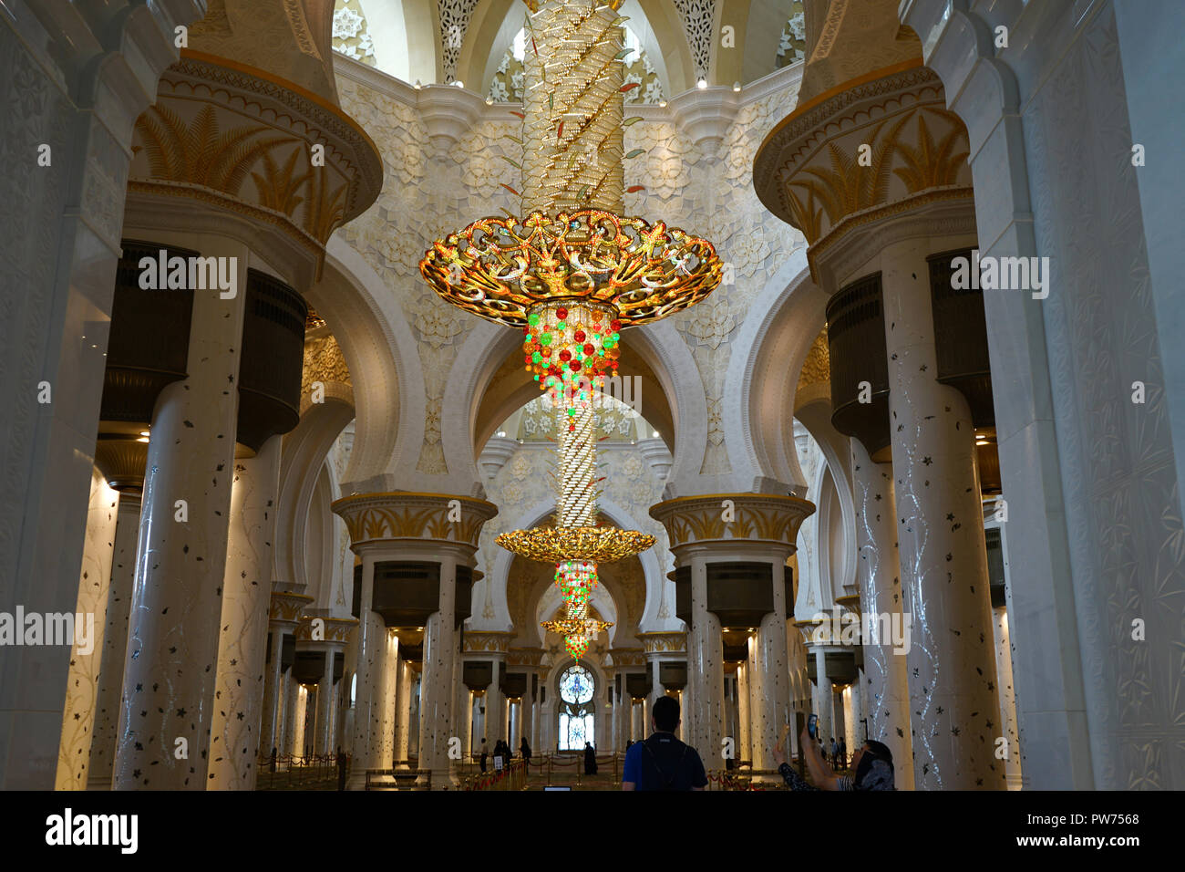 Sheikh-Zayed-Moschee, Scheich-Zayid-Moschee, Abu Dhabi, Emirat Abu Dhabi, Vereinigte Arabische Emirate, Asien Foto Stock