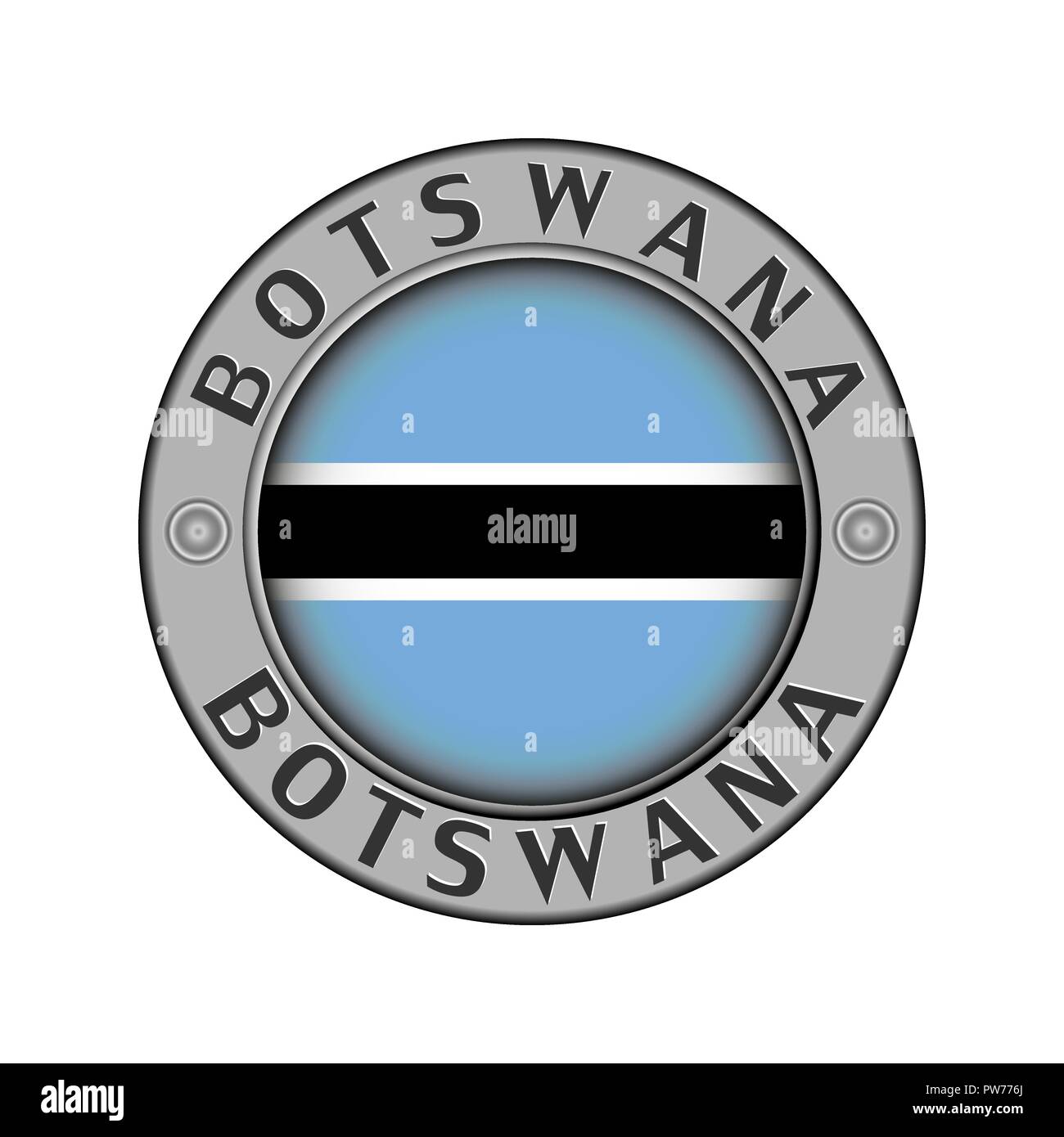 Rotondo di metallo medaglione con il nome del paese il Botswana e il round tricolore in centro Illustrazione Vettoriale