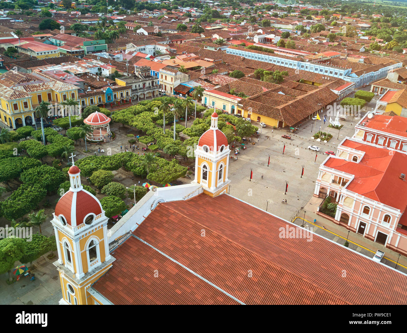 Piazza principale di Granada Nicaragua antenna fuco view Foto Stock