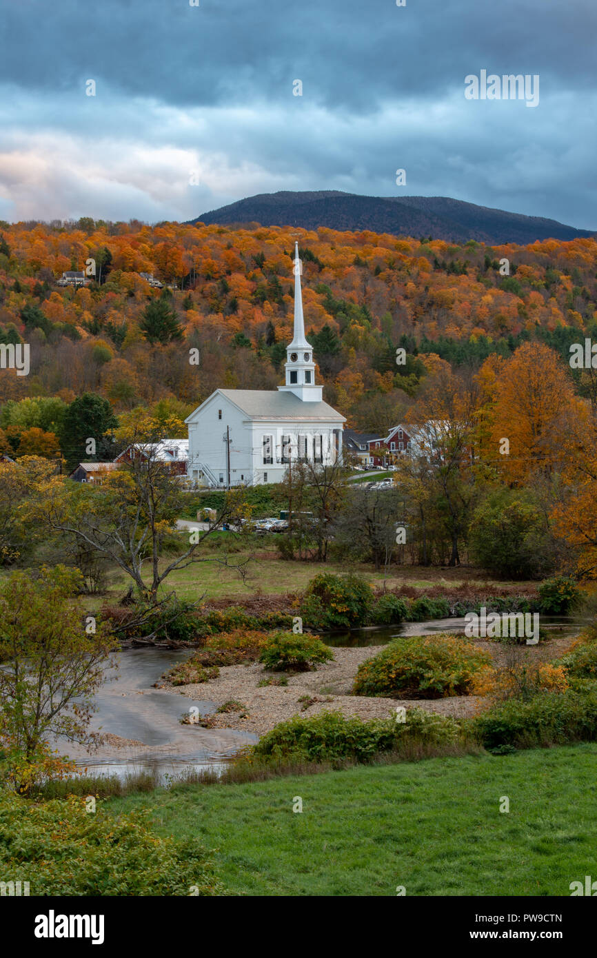 Bella chiesa a Stowe, Vermont Foto Stock