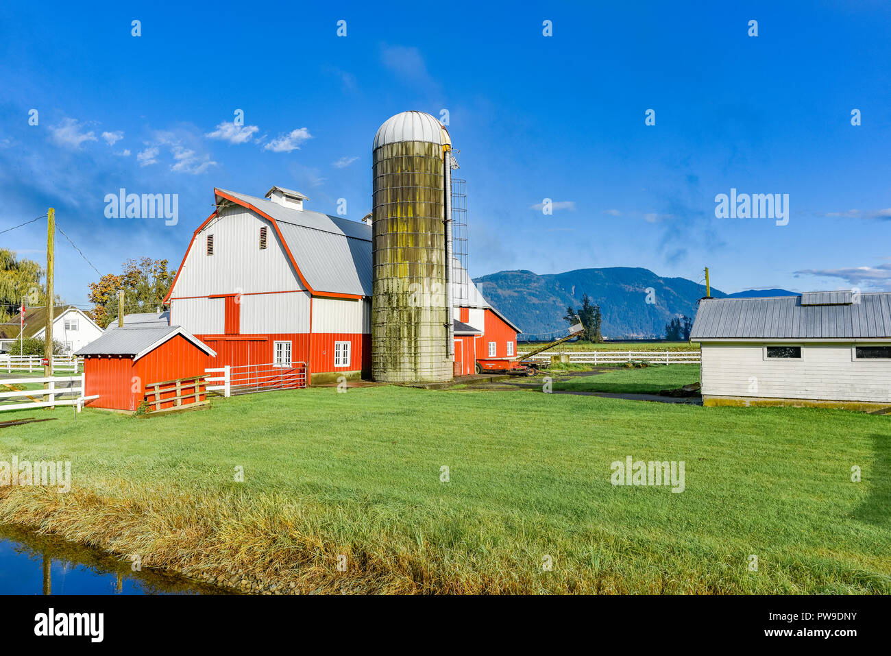 Edifici agricoli, Fraser Valley, Abbotsford, British Columbia, Canada Foto Stock