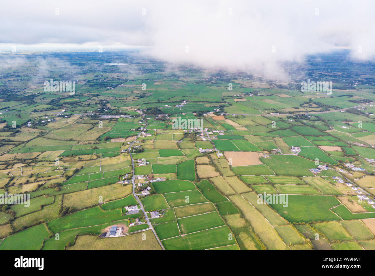 Una veduta aerea della Cloughanover campagna vicino Headford nella Contea di Galway, Irlanda. Foto Stock