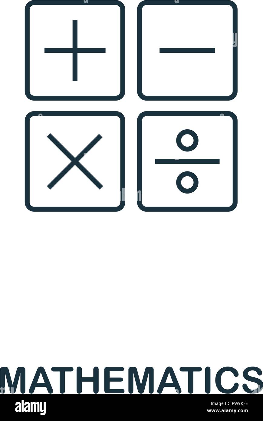 Matematica icona di contorno. Creative design dalla scuola icona Collezione. Matematica Premium icona di contorno. Per il web design, applicazioni software e la stampa. Illustrazione Vettoriale