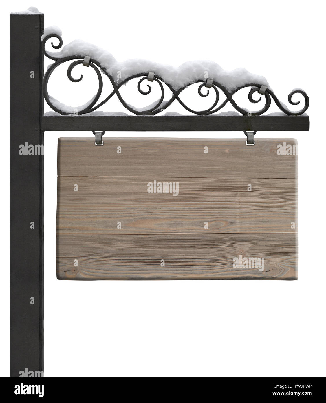 Protezione rustico fabbro battuto snow weathered isolato Foto Stock