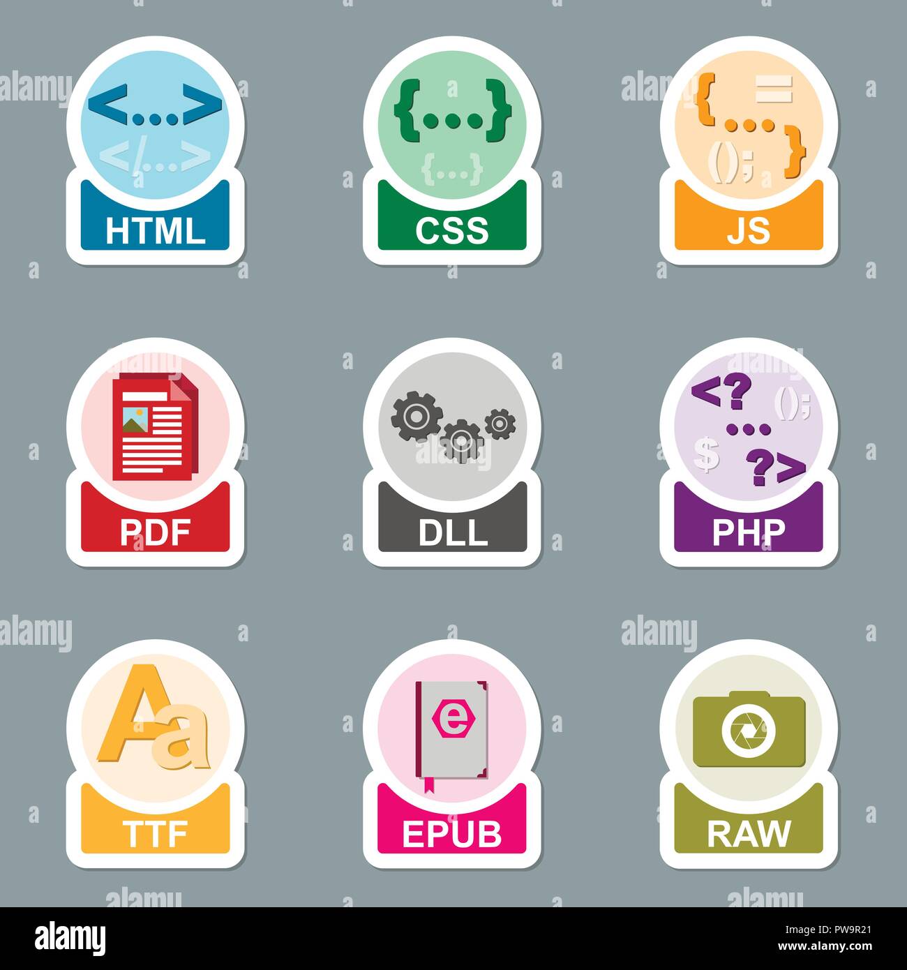 Impostare tipo di file di icone Illustrazione Vettoriale