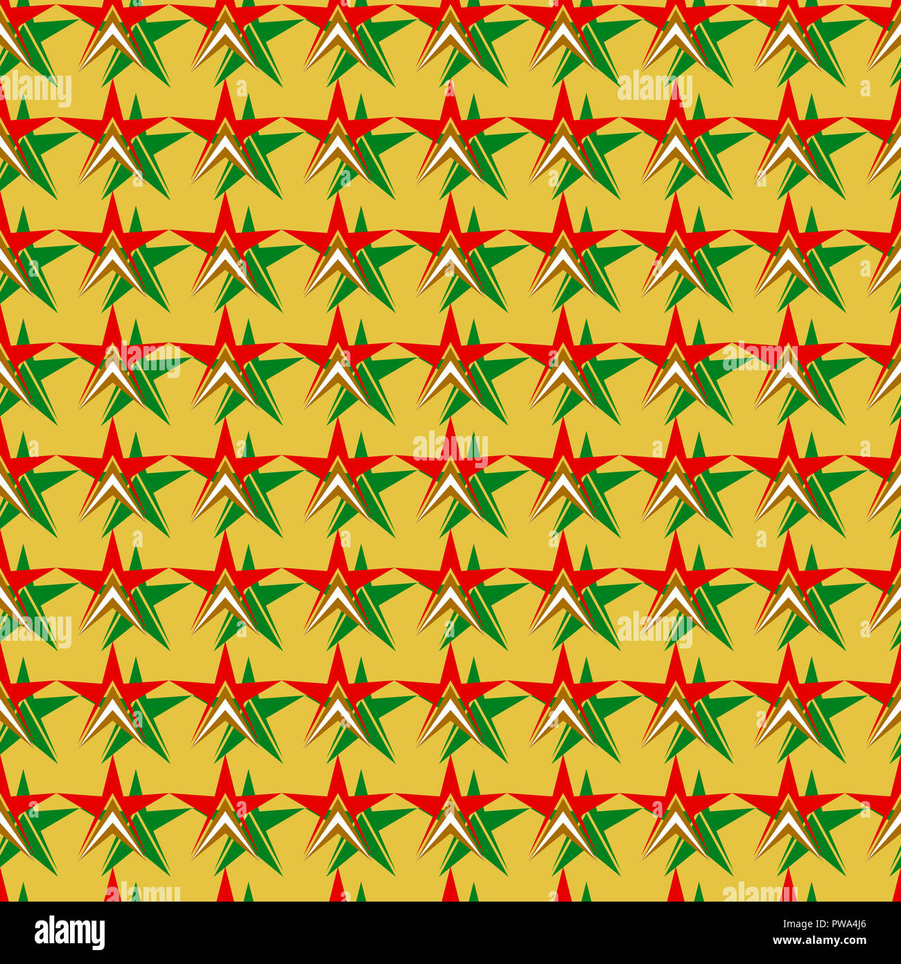 Tema Natale, seamless pattern di stelle le forme nei colori rosso e verde  su oro (giallo) sfondo, per la carta da parati, carta regalo, mattonelle di  stampe Foto stock - Alamy