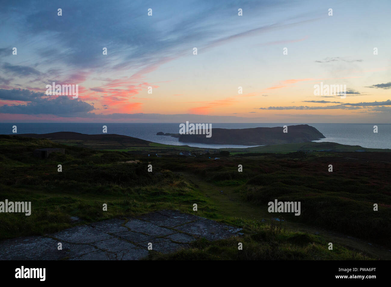 Paesaggio. Vista del polpaccio dell uomo da Meayll Hill, Isola di Man Foto Stock