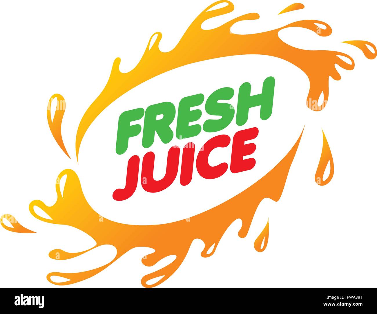 Logo per succo di frutta fresco. Illustrazione Vettoriale su sfondo bianco. Illustrazione Vettoriale