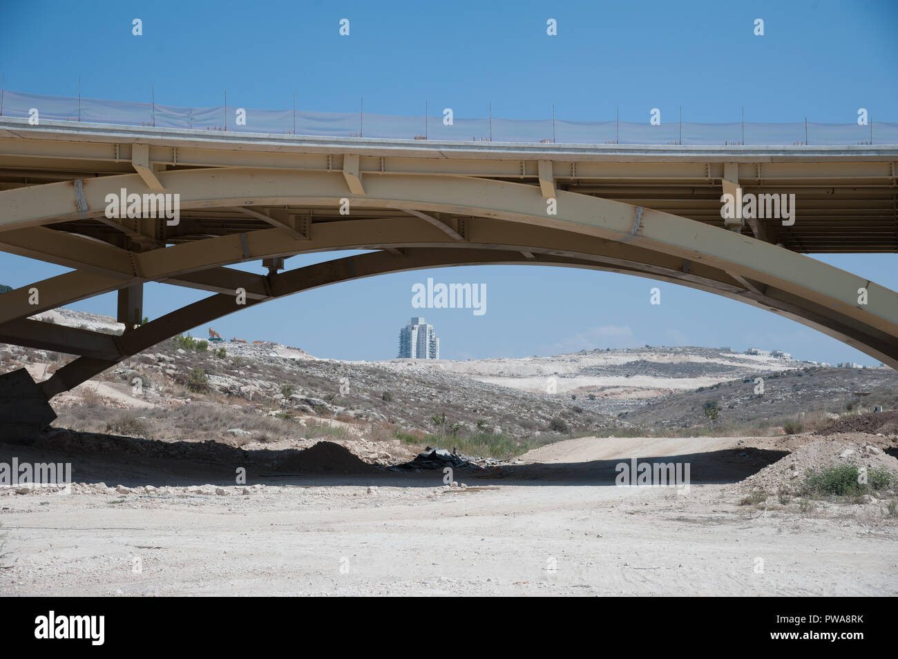 Costruzione di un nuovo ponte, Modiin City, Israele Foto Stock