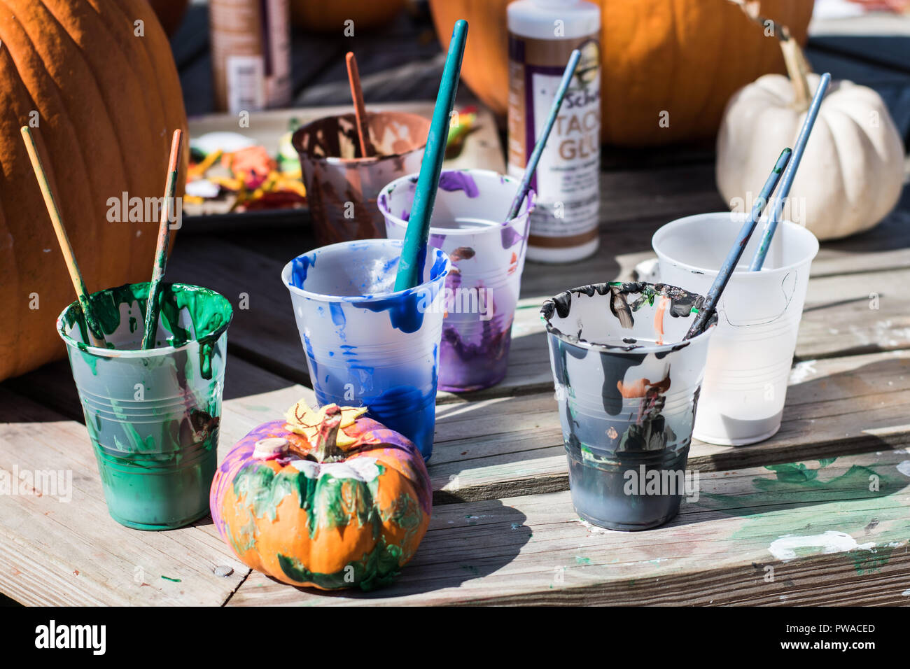 Fall Festival artefice punkins all'aperto nel parco per il divertimento di tutta la famiglia Foto Stock