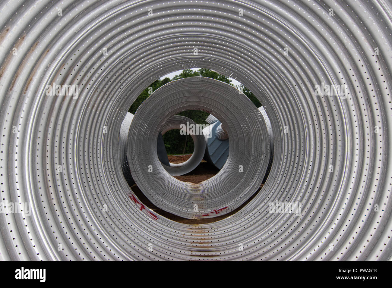 Realizzati in U.S,a tubi in acciaio pronto per essere installato sul sito di lavoro nel sud-est Foto Stock