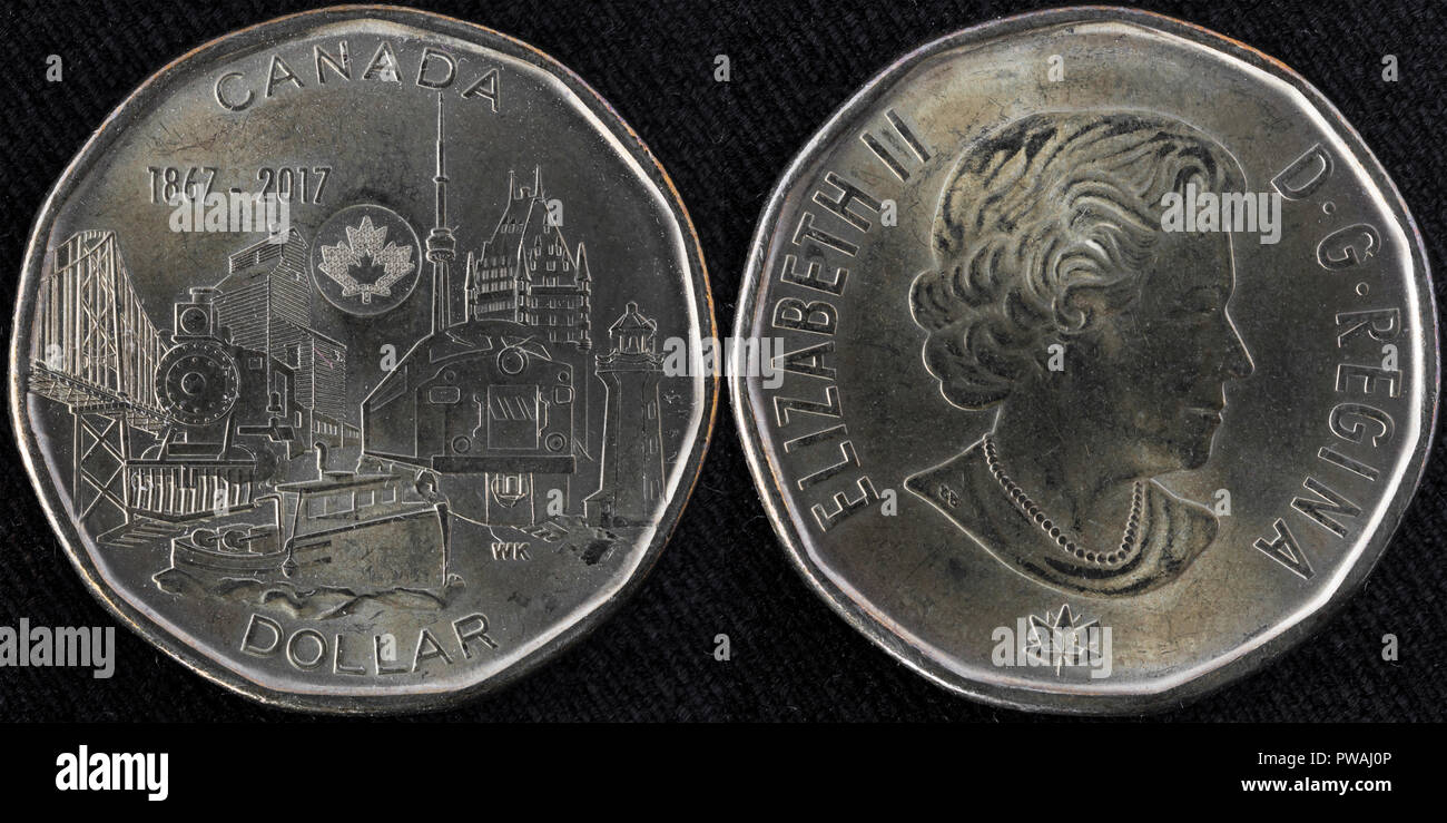 1 dollar coin, 150 anniversario della United Nation, Canada, 2017 Foto Stock