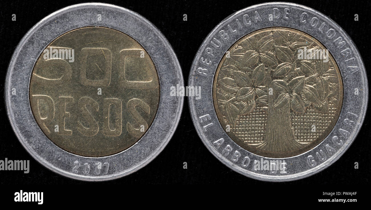 500 pesos coin, Guacari tree, Colombia, 2007 Foto Stock