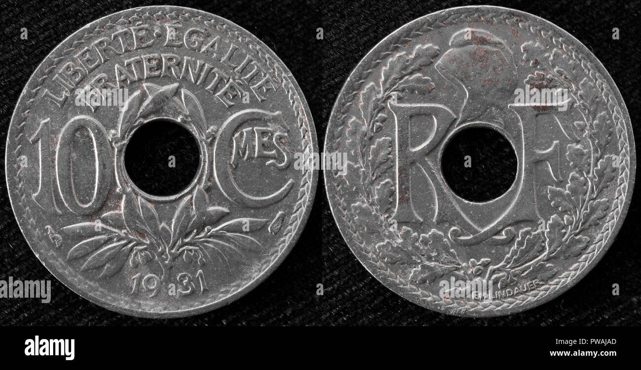 Dieci centesimi moneta, Francia, 1931 Foto Stock