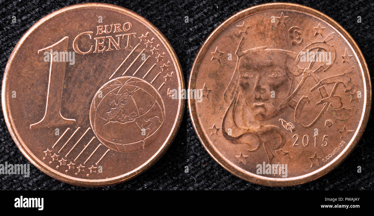 1 euro cent, Francia, 2015 Foto Stock