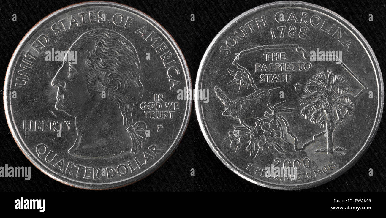 Quarto di Dollaro moneta, South Carolina, USA, 2000 Foto Stock
