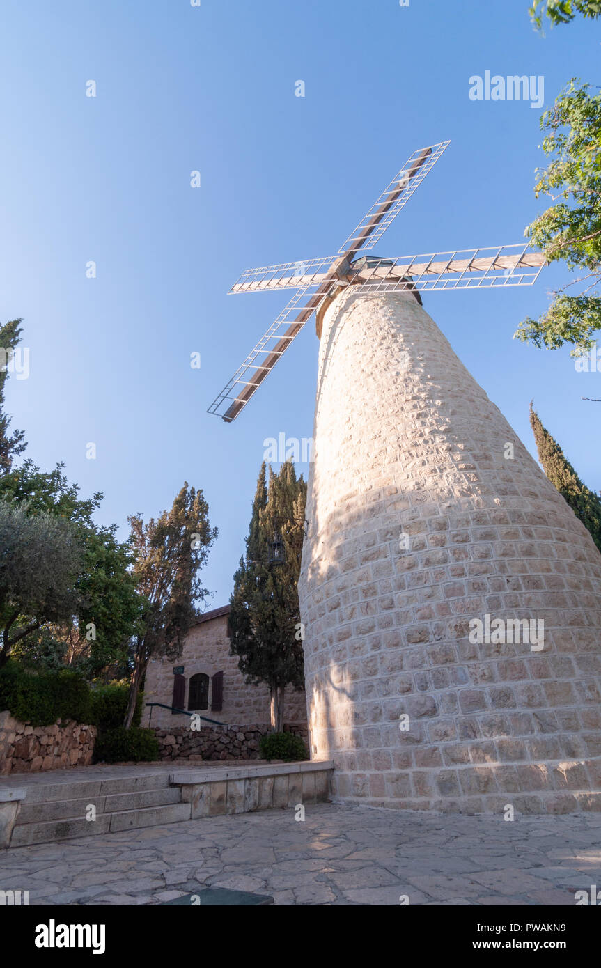Il Vecchio Mulino a Vento a Yemin Moshe Jurasalem, Israele Foto Stock