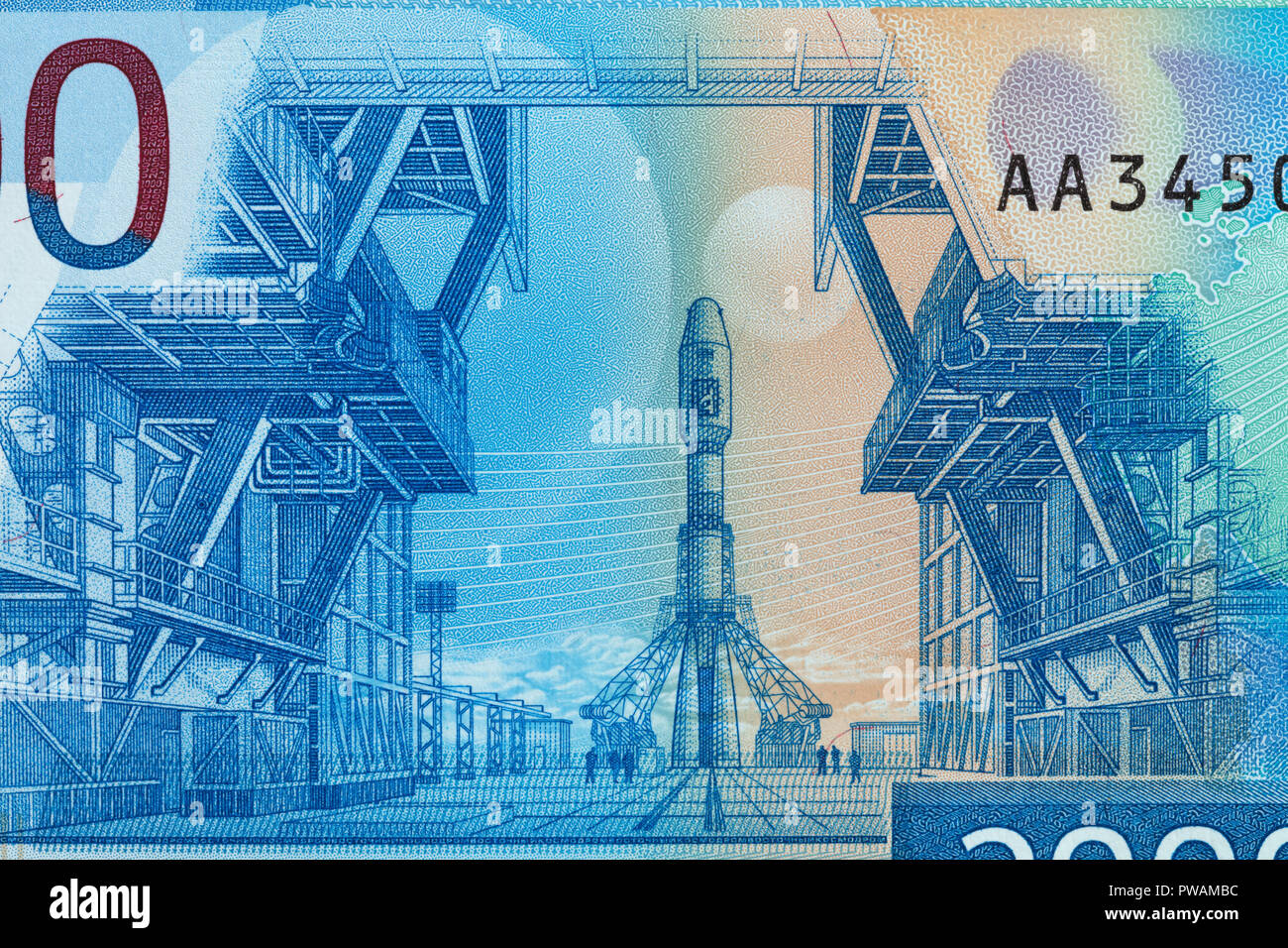 Vostochny Cosmodrom dal 2000 rubli banconota Russiaб 2017 Foto Stock