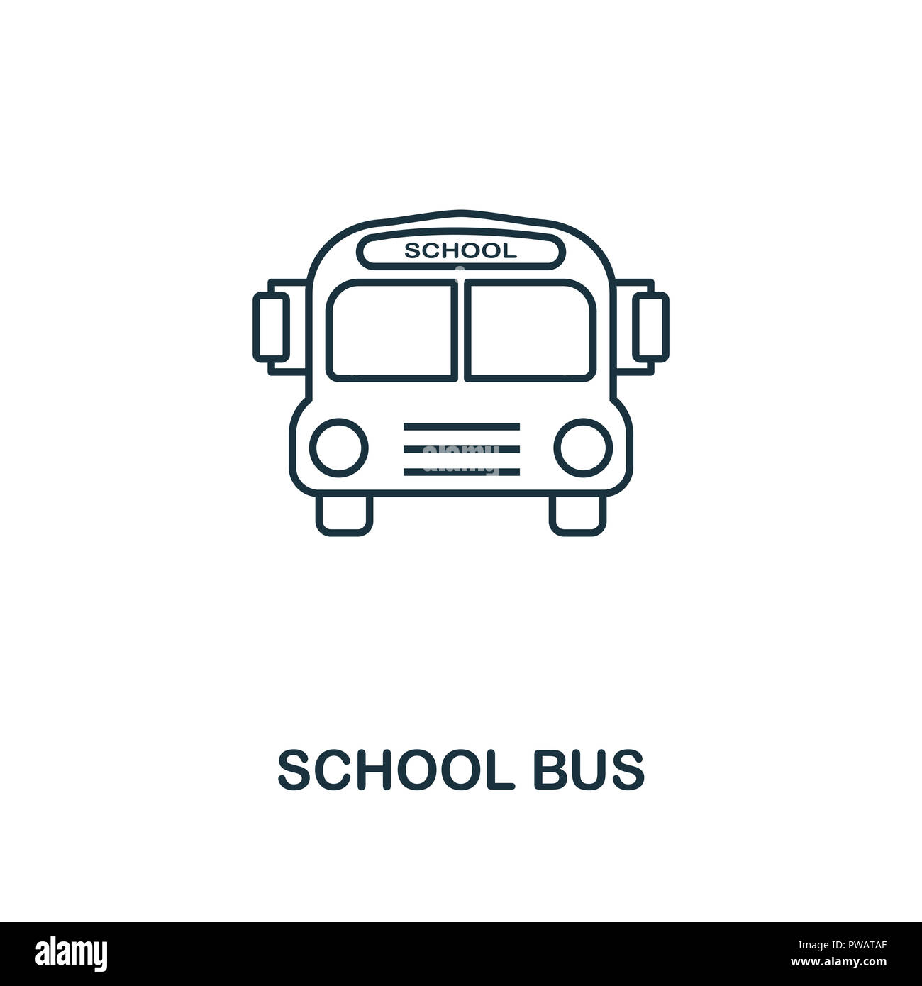 Scuola Bus icona di contorno. Creative design dalla scuola icona Collezione. Premio Scuola Bus icona di contorno. Per il web design e la stampa. Foto Stock