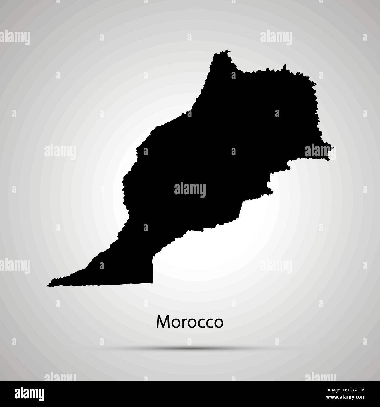 Paese Marocco mappa, semplice silhouette nera Illustrazione Vettoriale