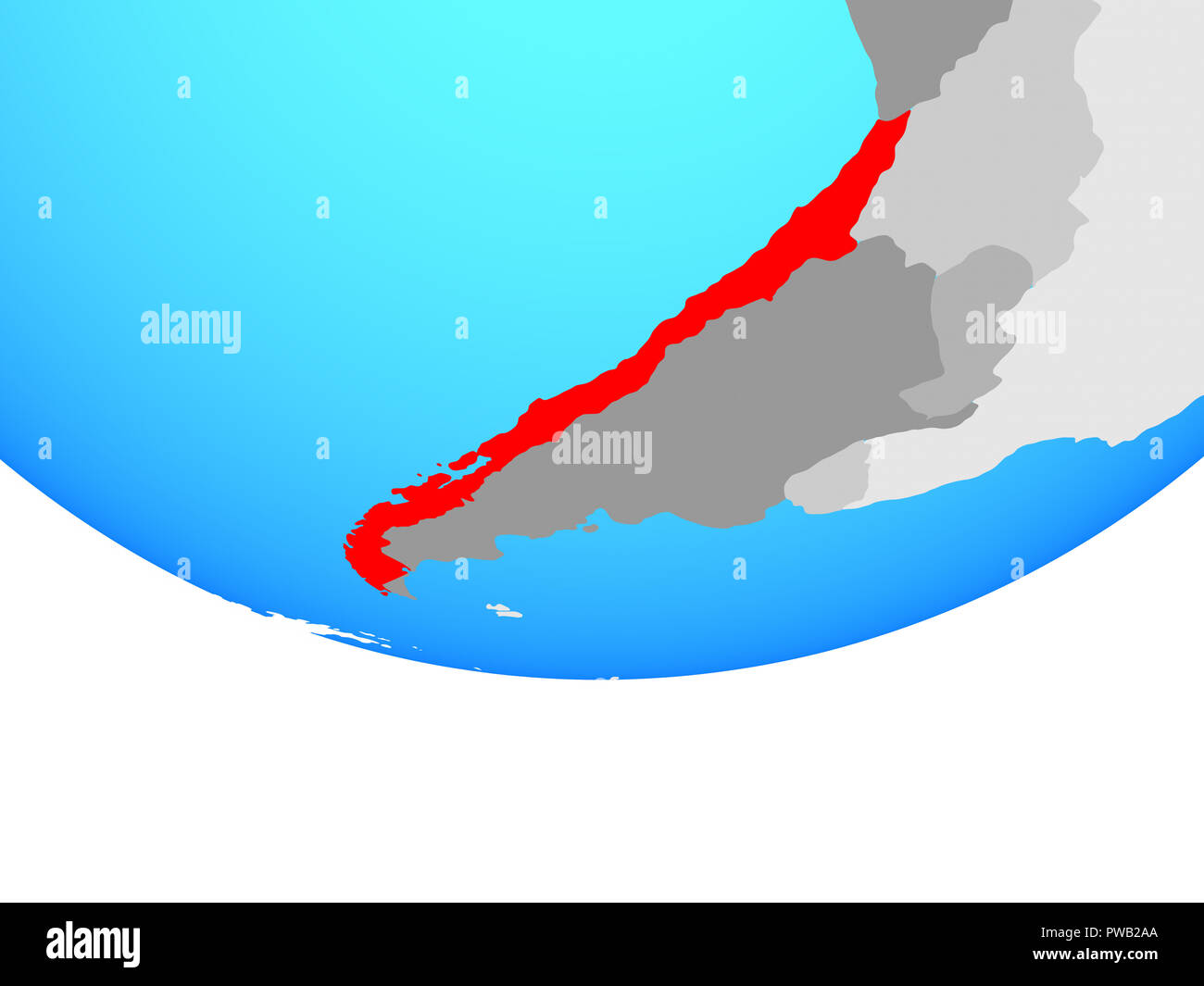 Il Cile il semplice mondo politico. 3D'illustrazione. Foto Stock