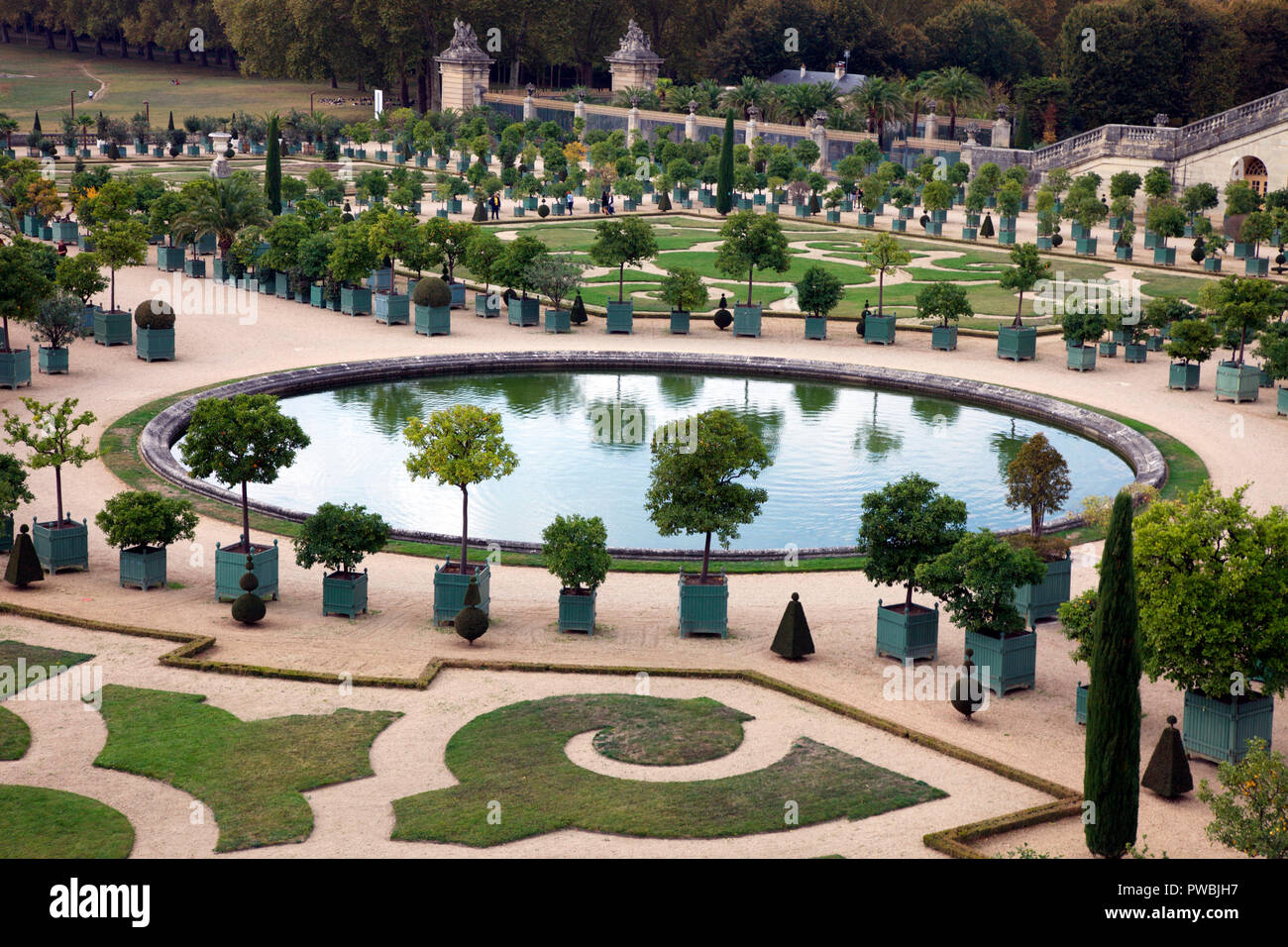 L' Orangerie Parterre, Palazzo di Versailles, Francia Foto Stock