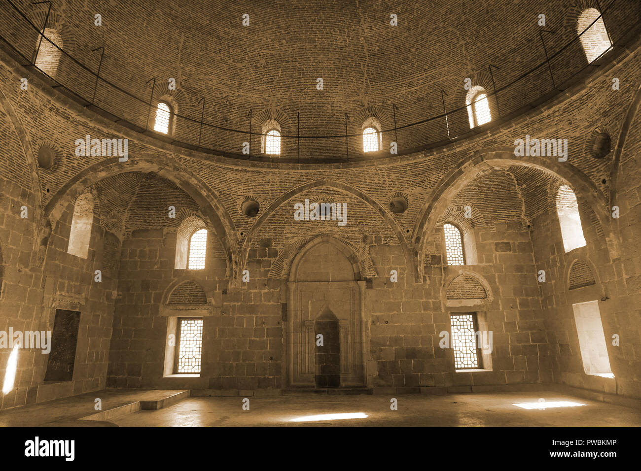 Akhaltsikhe Rabati castello-fortezza moschea complesso Mihrab Seipa con effetto di tono Foto Stock