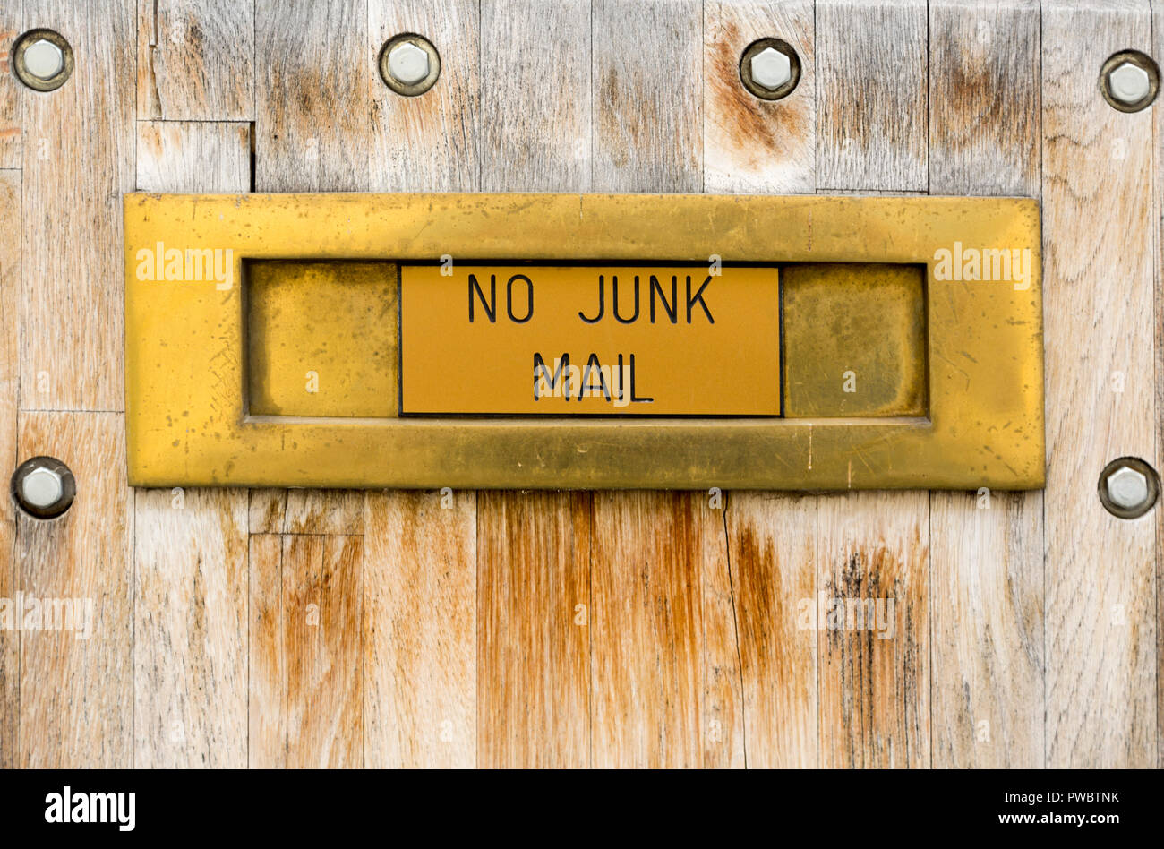 No Junk Mail letter box segno REGNO UNITO Foto Stock