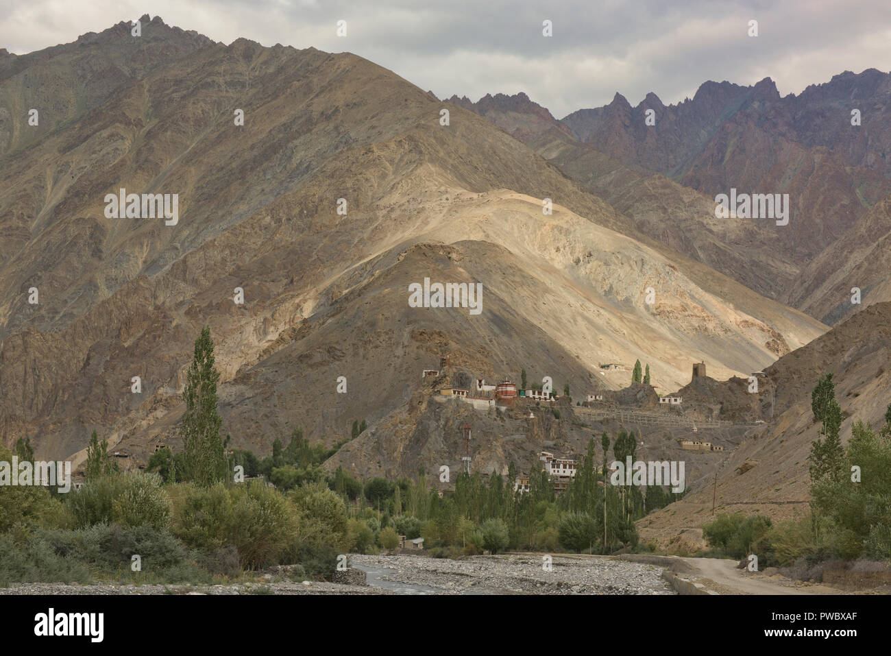 La luce del mattino nel villaggio di Urtsi, Ladakh, India Foto Stock