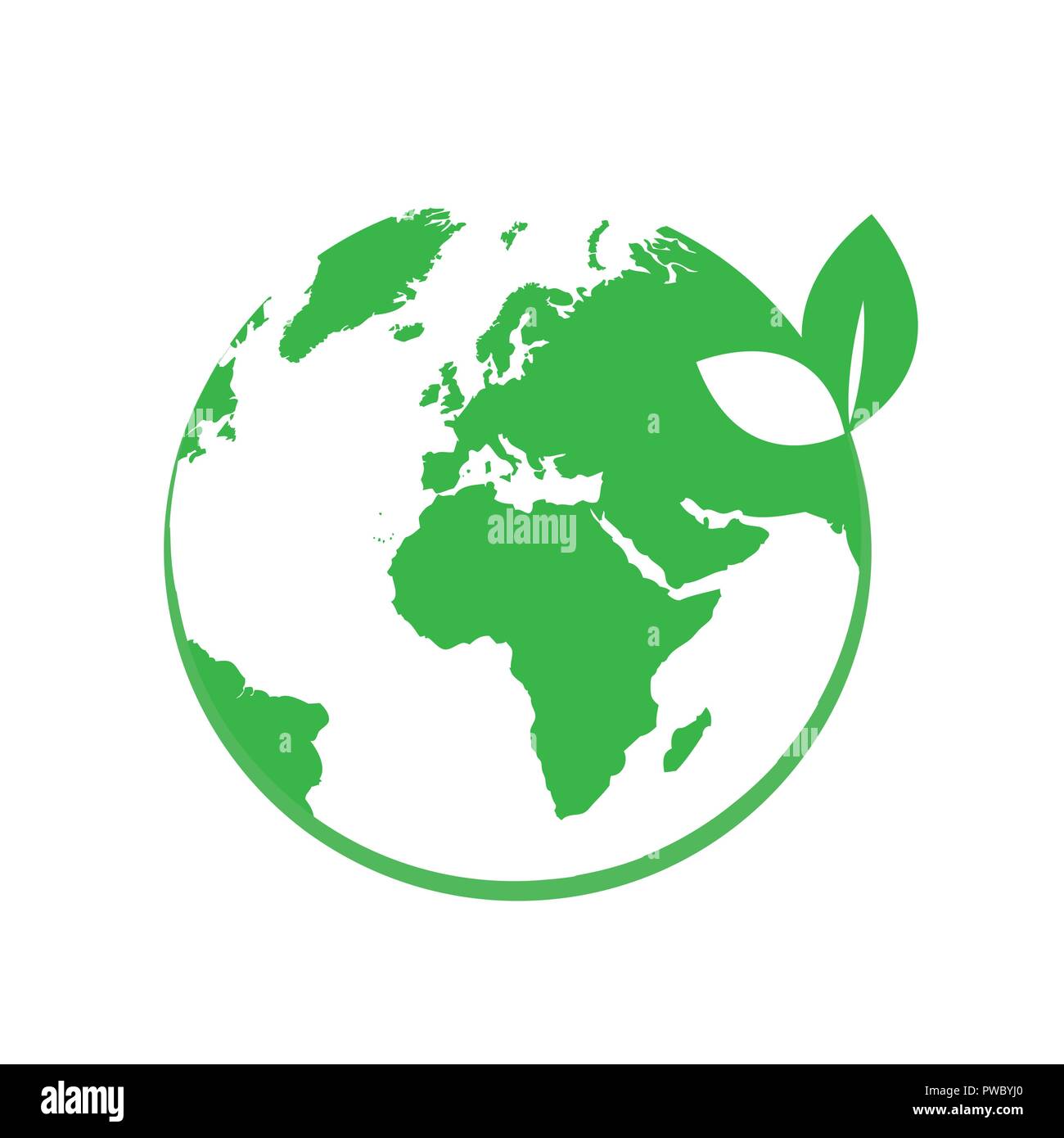 Terra verde concetto con foglie illustrazione vettoriale Illustrazione Vettoriale