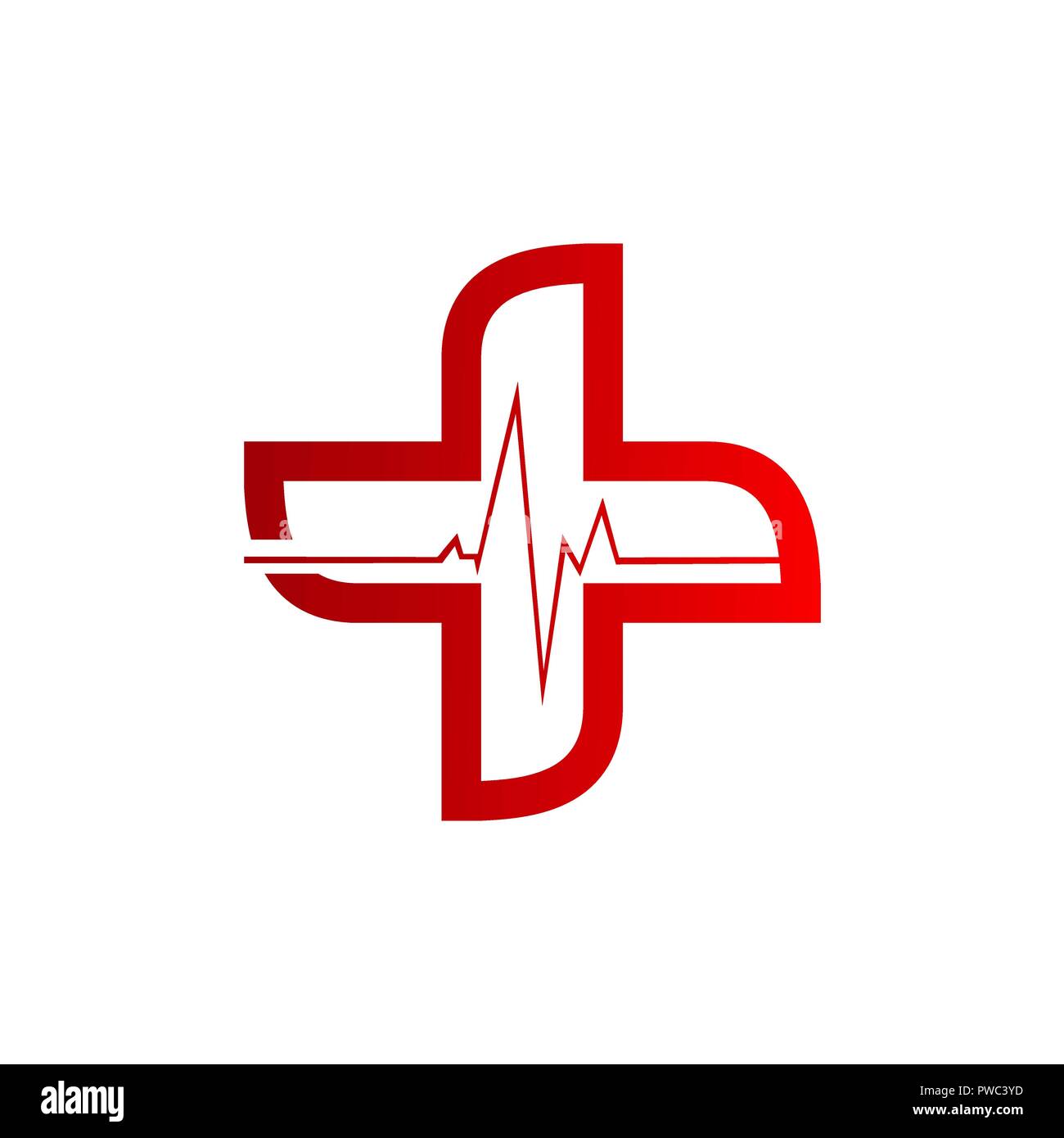 Il battito cardiaco del logo di linea per una vita sana e medicina Illustrazione Vettoriale