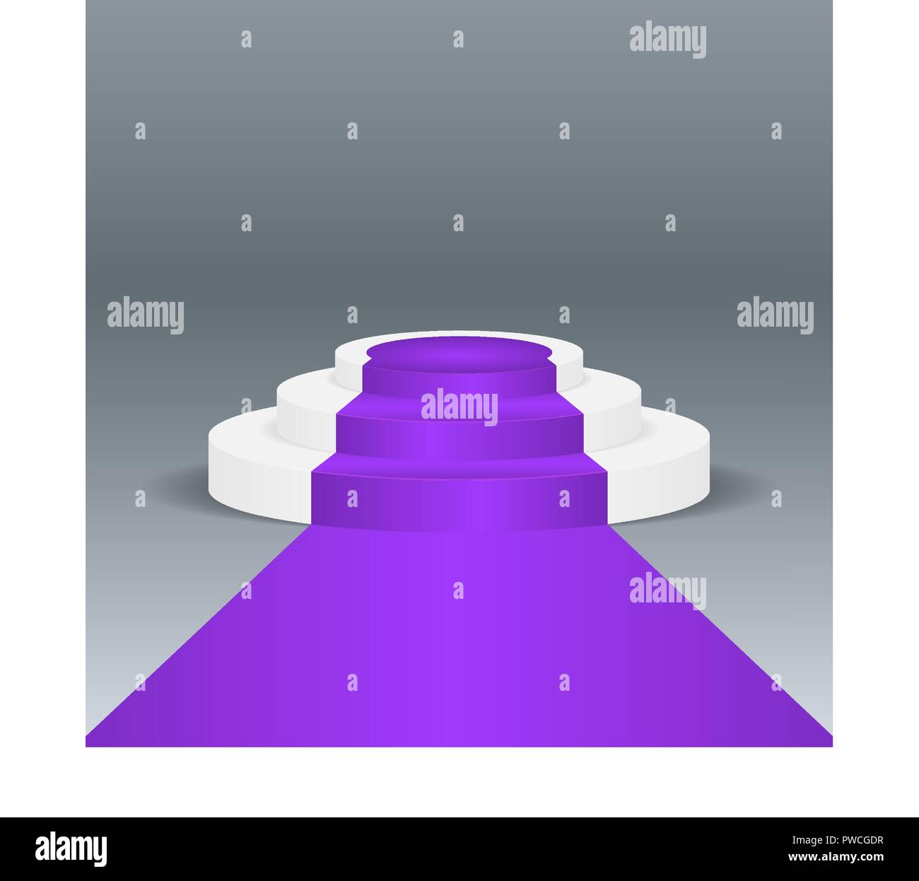 Tappeto viola podio su uno sfondo grigio, vettore di stock Illustrazione Vettoriale