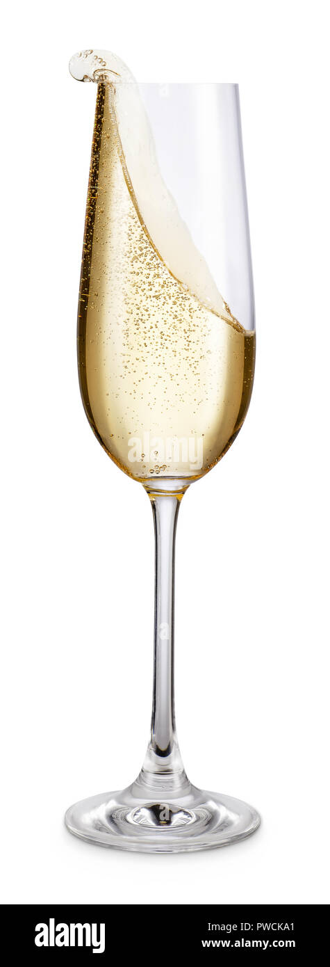 Bicchiere di champagne isolato su bianco Foto Stock