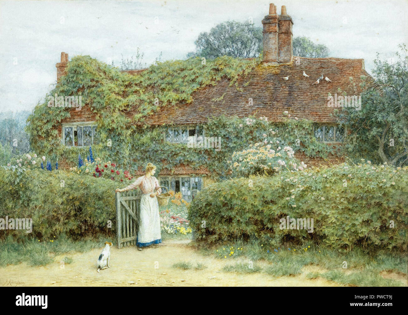 Helen Allingham - Old Surrey Cottage Foto Stock