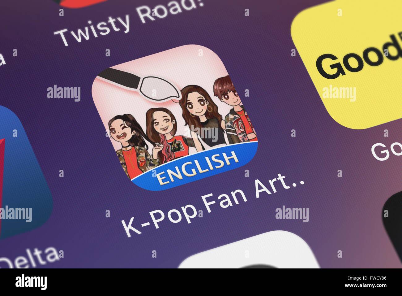 London, Regno Unito - 15 Ottobre 2018: Icona del mobile app K-Pop Fan Art ammino da Narvii Inc. su un iPhone. Foto Stock