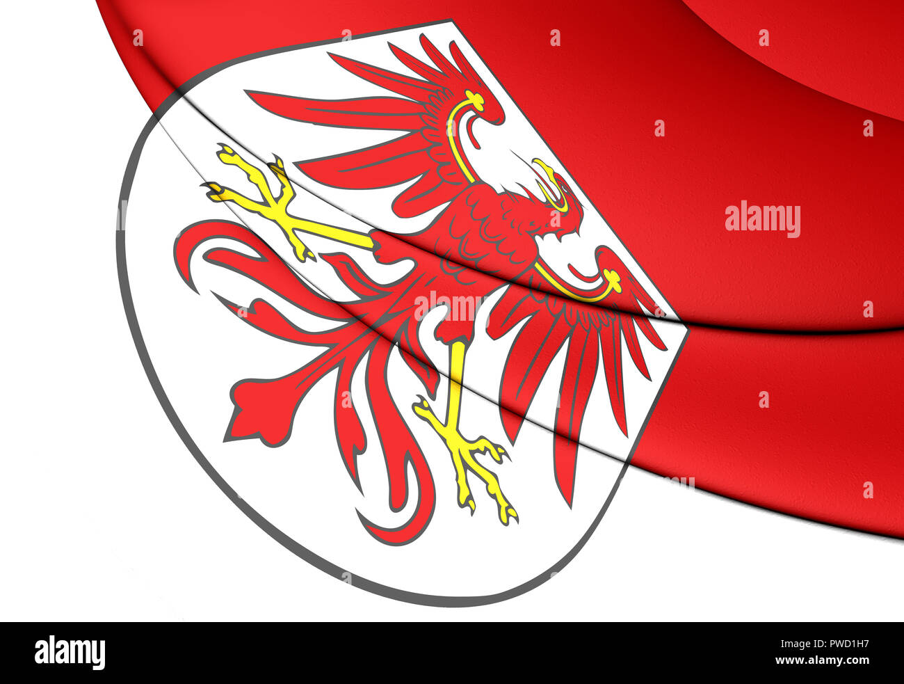 3D Bandiera del Land di Brandeburgo, Germania. 3D'illustrazione. Foto Stock