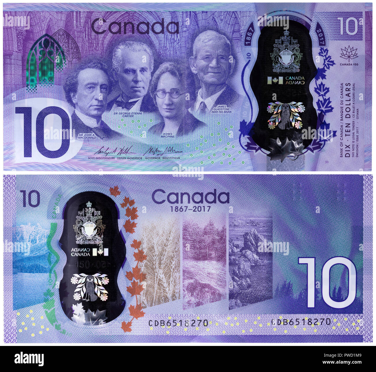 Dieci dollari banconota 150 anniversario della United Nation, Canada, 2017 Foto Stock