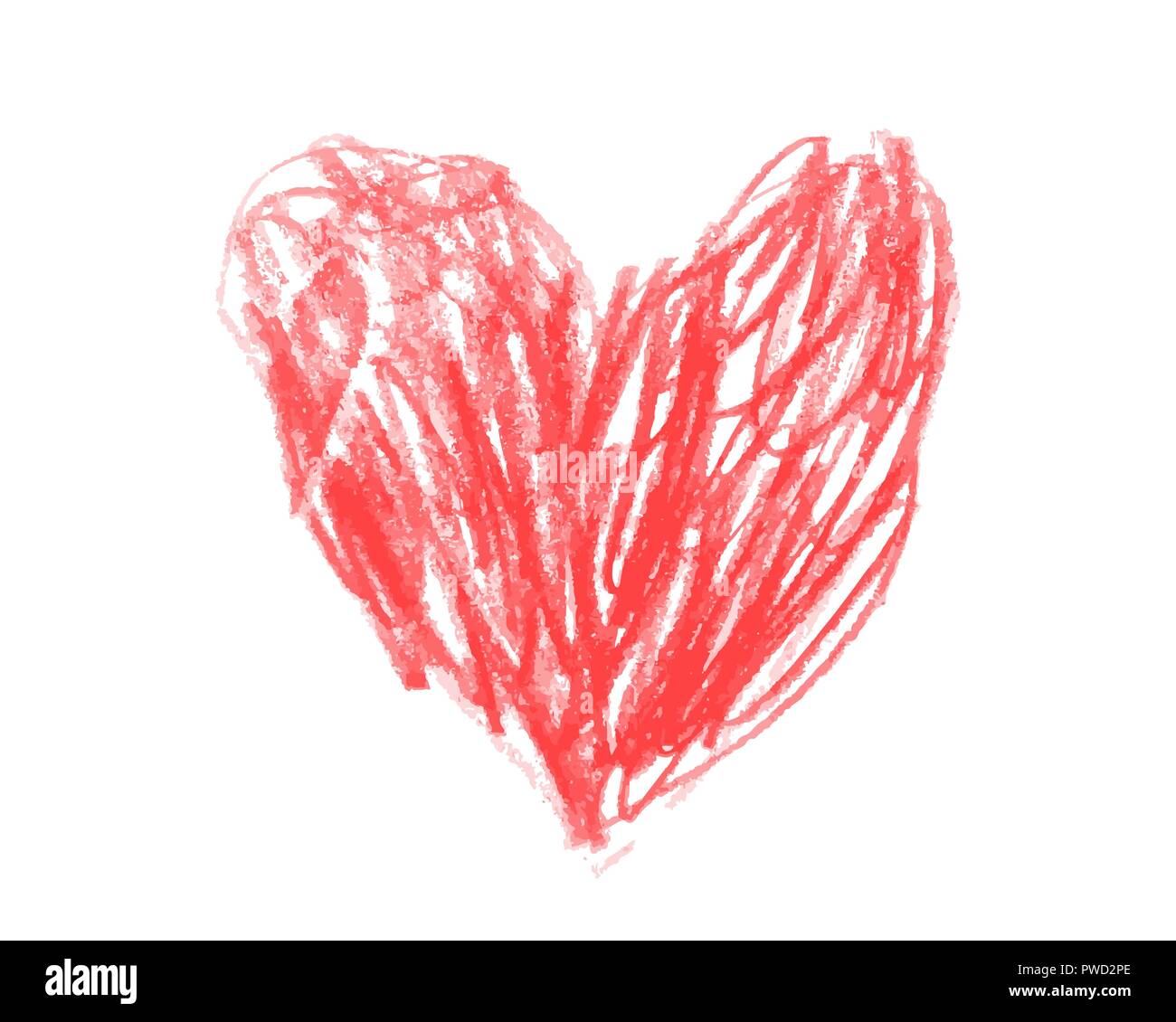 Cuore disegnati a matita rossa di disegno per bambini. Illustrazione  Vettoriale Immagine e Vettoriale - Alamy