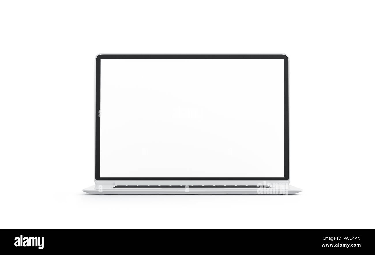 Vuoto bianco schermo portatile mock up, isolato, rendering 3d. Svuotare il  display del computer mockup, vista frontale. Cancella dati portatile  processore. Monitor Pc modello Foto stock - Alamy