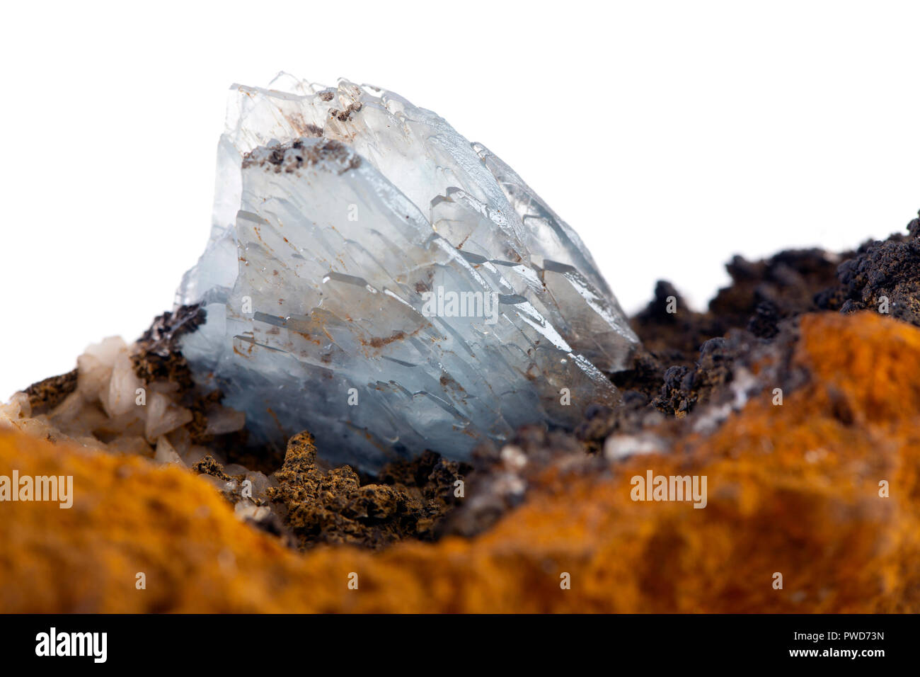 La barite su calcite, Stoneham, saldare County, Colorado Foto Stock