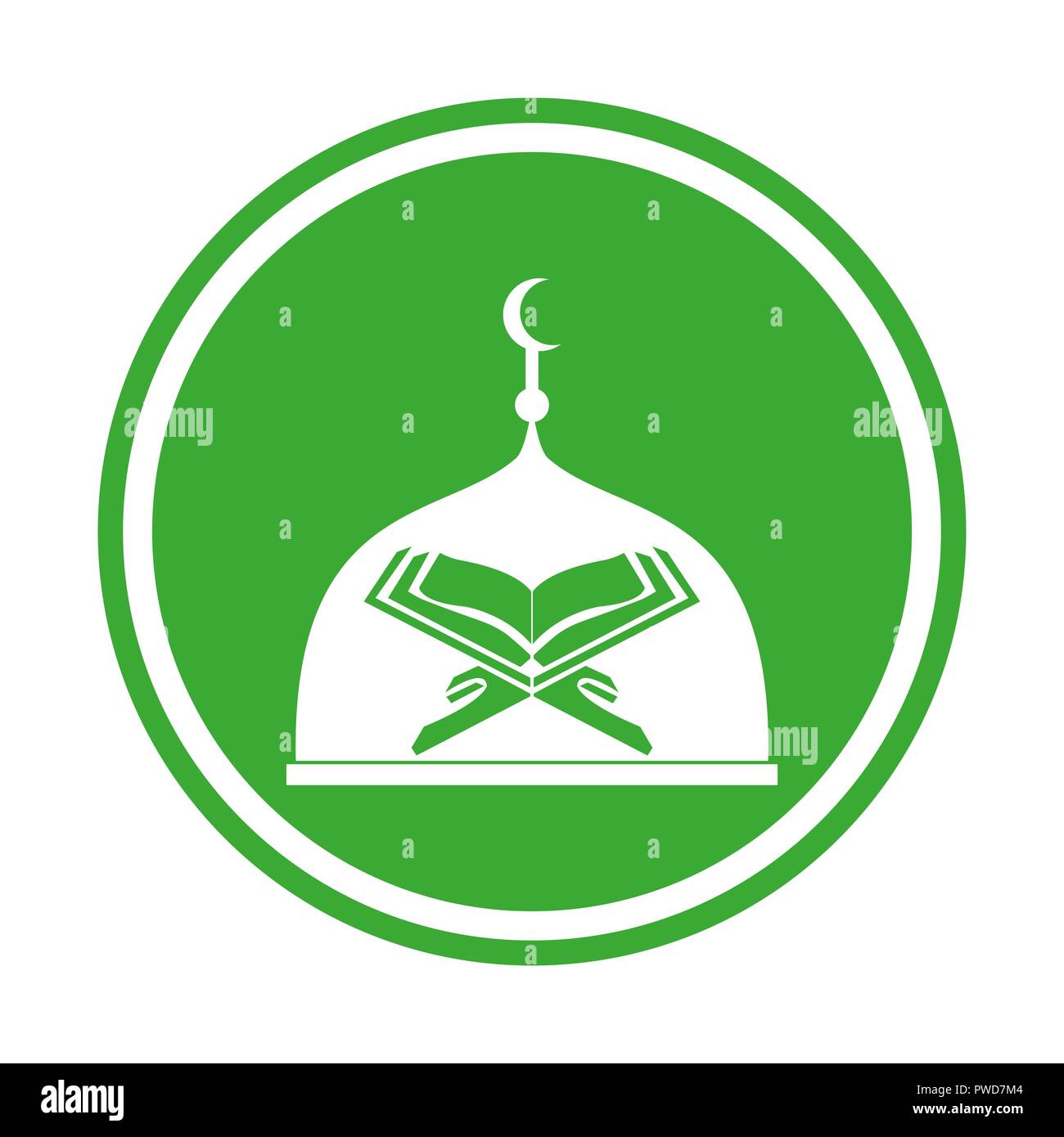 Moderna Moschea Islamica e il Corano Logo In isolato sfondo bianco. eps 10. Illustrazione Vettoriale