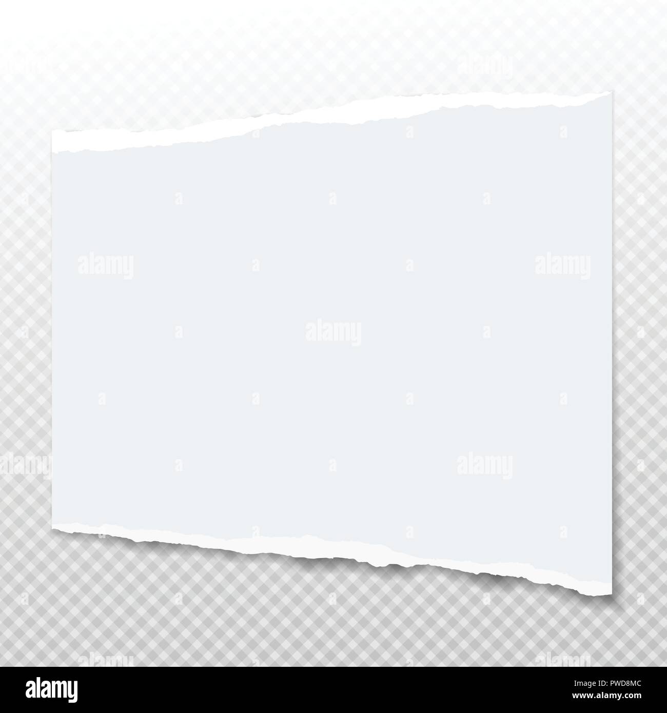 Luce blu nota, notebook di carta strappata per testo o messaggio su sfondo quadrato. Illustrazione Vettoriale. Illustrazione Vettoriale