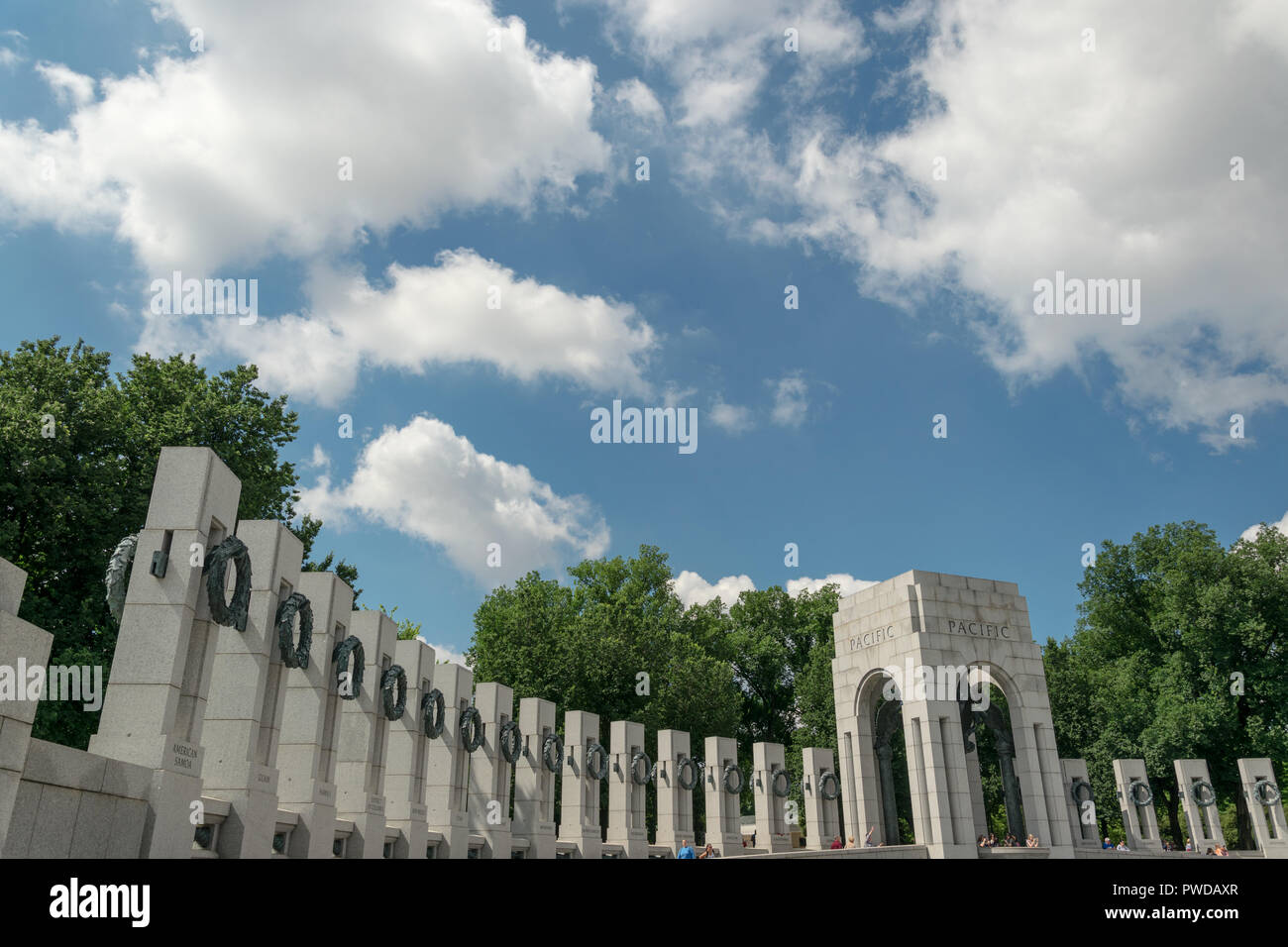 Il lato del Pacifico del Memoriale della Seconda Guerra Mondiale a Washington DC - Stati Uniti d'America Foto Stock