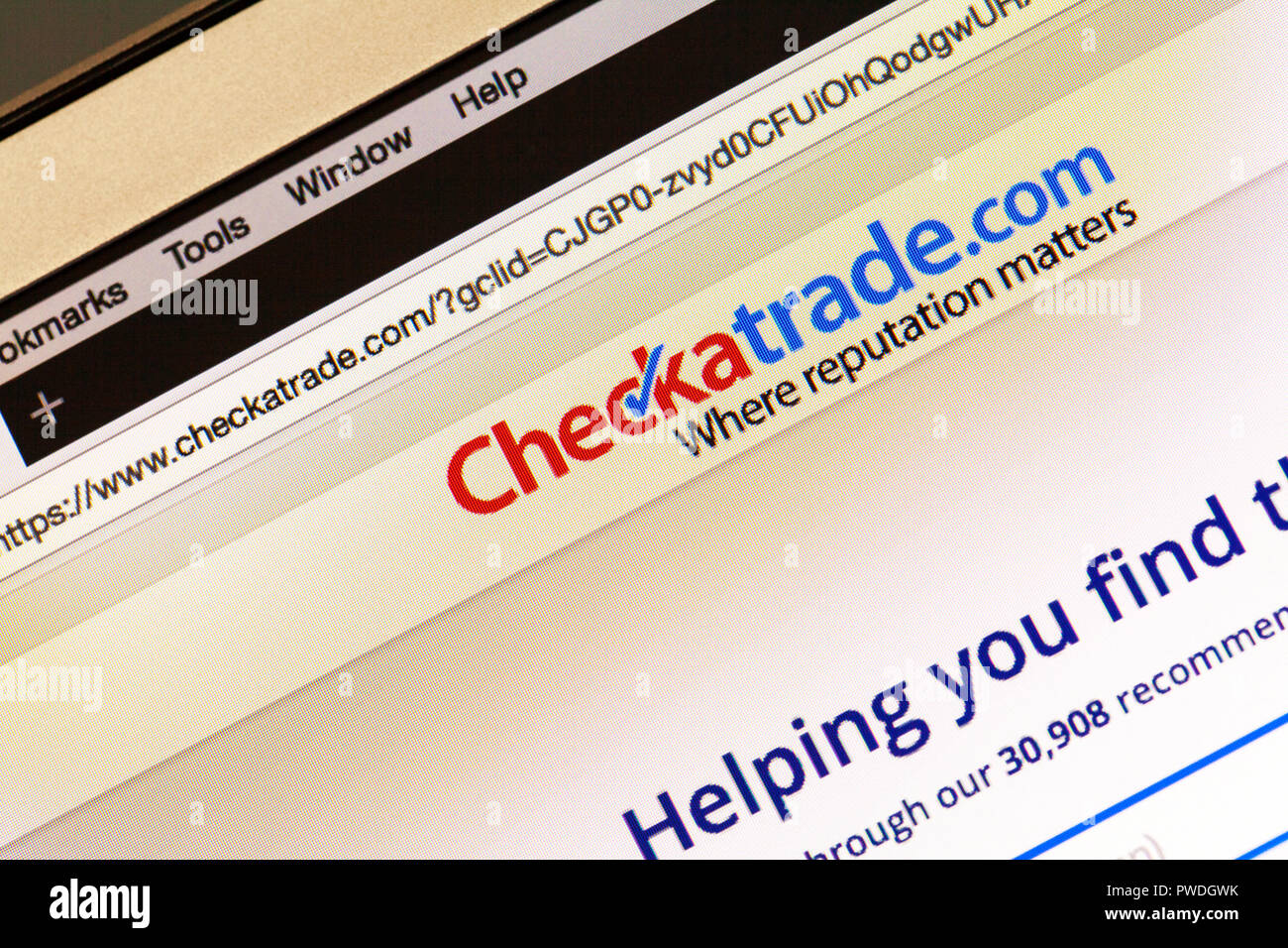 Sito web Checkatrade.com per trovare i commercianti, trovare un commerciante, sito web Checkatrade, Checkatrade.com, Checkatrade.com homepage, Checkatrade.com logo, Foto Stock